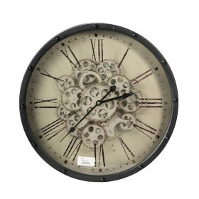 18" Black and Ivory Vintage Gear Industrial Wall Clock