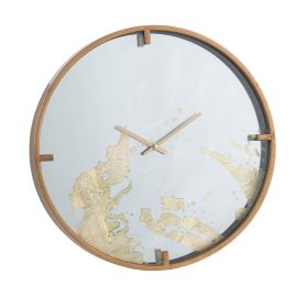 Round Gold and White Wood Wall Clock