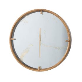 Round Gold Wood Wall Clock