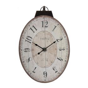 18 Inch Oval Ivory Wood Wall Clock