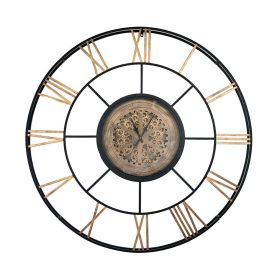 56 Inch Round Copper Metal and Glass Exposed Gear Wall Clock