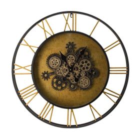 28 Inch Copper Metal and Glass Exposed Gear Wall Clock