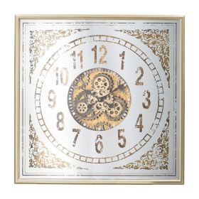 32 Inch Gold and Silver Mirrored Exposed Gear Wall Clock