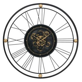 32 Inch Black and Gold Exposed Gear Wall Clock
