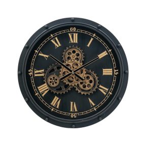20 Inch Round Black and Gold Metal and Glass Wall Clock