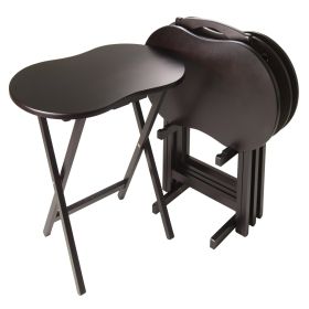 5-Piece Espresso TV Tray Table Set with Peanut-Shaped Tops