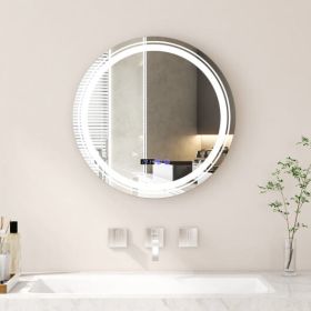Anti Fog Round LED Bathroom Mirror With 3 Color LED Lights