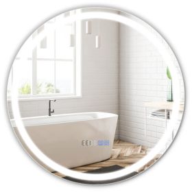 24 Inch LED Bathroom Wall Mirror with 3 Color Lighting, Anti-Fog and Temperature Display