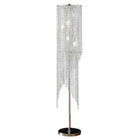 Mindy 62 Inch Floor Lamp, Crystal Raindrops Design, Metal, Clear Finish