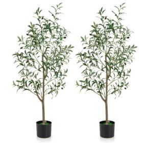 4.5 Foot Tall Artificial Olive Trees With Realistic Fruits Set of 2