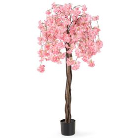 5.5 Foot Tall Artificial Cherry Blossom Tree With Pink and White Flowers