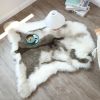 White and Gray Faux Reindeer Hide Plush Non-Slip Washable Area Rug