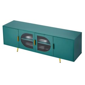 TV Stand for TVs up to 75 inch, Modern Entertainment Center with Glass Doors and Gold Legs, TV Cabinet Storage with Adjustable Shelves