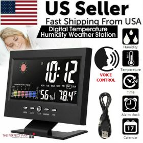 LED Digital Alarm Clock with Calendar and Weather Display