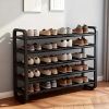 5-Tier Metal and Plastic Shoe Rack Organizer – Space-Saving Narrow Floor Shoe Storage Shelf, Durable Multi-Layer Iron Design, No Wood, Easy Assembly