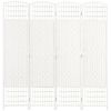 4 Panel Room Divider, Folding Privacy Screen, 5.6' Room Separator, Wave Fiber Freestanding Partition Wall Divider for Rooms, Home, Office, White