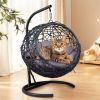 Cat Swing Bed with Stand & Cushion, Cat Egg Chair with Rattan Wicker Appearance, Indoor Hanging Swinging Cat Bed for Cats, Small Dogs