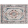 4 x 6 Foot Brown and Blue Vintage-Style Area Rug
