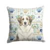 Badger Great Pyrenees Coastal Sea Glass Throw Pillow Decorative Indoor Outdoor Accent Cushion for Couch, Bed or Patio, 18Hx18W