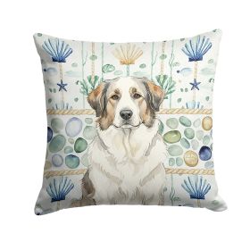 Badger Great Pyrenees Coastal Sea Glass Throw Pillow Decorative Indoor Outdoor Accent Cushion for Couch, Bed or Patio, 18Hx18W