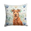 Irish Terrier Coastal Sea Glass Throw Pillow Decorative Indoor Outdoor Accent Cushion for Couch, Bed or Patio, 18Hx18W