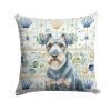 Blue Lakeland Terrier Coastal Sea Glass Throw Pillow Decorative Indoor Outdoor Accent Cushion for Couch, Bed or Patio, 18Hx18W