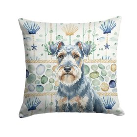Blue Lakeland Terrier Coastal Sea Glass Throw Pillow Decorative Indoor Outdoor Accent Cushion for Couch, Bed or Patio, 18Hx18W