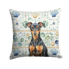 Manchester Terrier Coastal Sea Glass Throw Pillow Decorative Indoor Outdoor Accent Cushion for Couch, Bed or Patio, 18Hx18W