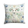 White Whippet Coastal Sea Glass Throw Pillow Decorative Indoor Outdoor Accent Cushion for Couch, Bed or Patio, 18Hx18W