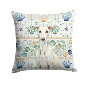 White Whippet Coastal Sea Glass Throw Pillow Decorative Indoor Outdoor Accent Cushion for Couch, Bed or Patio, 18Hx18W