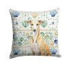 Fawn Whippet Coastal Sea Glass Throw Pillow Decorative Indoor Outdoor Accent Cushion for Couch, Bed or Patio, 18Hx18W