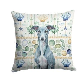 Blue Whippet Coastal Sea Glass Throw Pillow Decorative Indoor Outdoor Accent Cushion for Couch, Bed or Patio, 18Hx18W