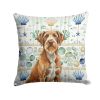 Wirehaired Pointing Griffon Coastal Sea Glass Throw Pillow Decorative Indoor Outdoor Accent Cushion for Couch, Bed or Patio, 18Hx18W