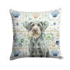 Steel Gray Wirehaired Pointing Griffon Coastal Sea Glass Throw Pillow Decorative Indoor Outdoor Accent Cushion for Couch, Bed or Patio, 18Hx18W