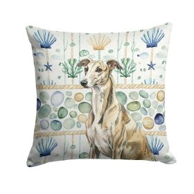 Brindle Whippet Coastal Sea Glass Throw Pillow Decorative Indoor Outdoor Accent Cushion for Couch, Bed or Patio, 18Hx18W