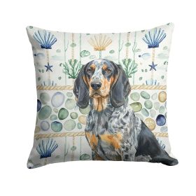 Bluetick Coonhound Coastal Sea Glass Throw Pillow Decorative Indoor Outdoor Accent Cushion for Couch, Bed or Patio, 18Hx18W