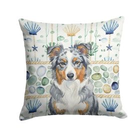 Blue Merle American Shepherd Coastal Sea Glass Throw Pillow Decorative Indoor Outdoor Accent Cushion for Couch, Bed or Patio, 18Hx18W