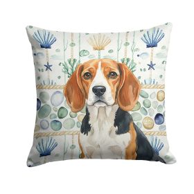 Beagle Coastal Sea Glass Throw Pillow Decorative Indoor Outdoor Accent Cushion for Couch, Bed or Patio, 18Hx18W