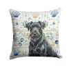 Black Russian Terrier Coastal Sea Glass Throw Pillow Decorative Indoor Outdoor Accent Cushion for Couch, Bed or Patio, 18Hx18W