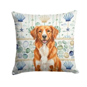 Orange Nova Scotia Duck Tolling Retriever Coastal Sea Glass Throw Pillow Decorative Indoor Outdoor Accent Cushion for Couch, Bed or Patio, 18Hx18W