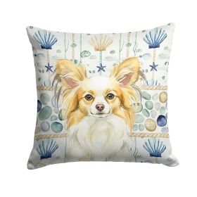 Lemon and White Papillon Coastal Sea Glass Throw Pillow Decorative Indoor Outdoor Accent Cushion for Couch, Bed or Patio, 18Hx18W