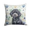 Toy Black Poodle Coastal Sea Glass Throw Pillow Decorative Indoor Outdoor Accent Cushion for Couch, Bed or Patio, 18Hx18W