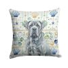 Blue Neapolitan Mastiff Coastal Sea Glass Throw Pillow Decorative Indoor Outdoor Accent Cushion for Couch, Bed or Patio, 18Hx18W