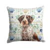Roan German Wirehaired Pointer Coastal Sea Glass Throw Pillow Decorative Indoor Outdoor Accent Cushion for Couch, Bed or Patio, 18Hx18W