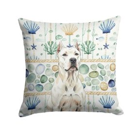Dogo Argentino Coastal Sea Glass Throw Pillow Decorative Indoor Outdoor Accent Cushion for Couch, Bed or Patio, 18Hx18W
