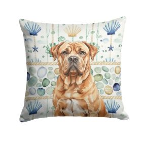 Dogue de Bordeaux Coastal Sea Glass Throw Pillow Decorative Indoor Outdoor Accent Cushion for Couch, Bed or Patio, 18Hx18W