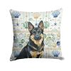 Black and Tan German Shepherd Coastal Sea Glass Throw Pillow Decorative Indoor Outdoor Accent Cushion for Couch, Bed or Patio, 18Hx18W