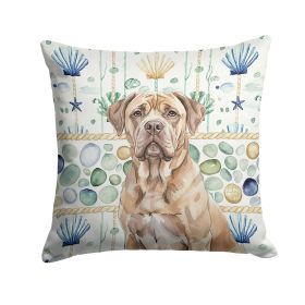 Isabella Dogue de Bordeaux Coastal Sea Glass Throw Pillow Decorative Indoor Outdoor Accent Cushion for Couch, Bed or Patio, 18Hx18W