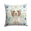 Liver Belton English Setter Coastal Sea Glass Throw Pillow Decorative Indoor Outdoor Accent Cushion for Couch, Bed or Patio, 18Hx18W