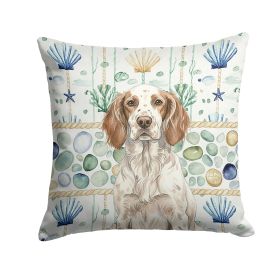 Liver Belton English Setter Coastal Sea Glass Throw Pillow Decorative Indoor Outdoor Accent Cushion for Couch, Bed or Patio, 18Hx18W